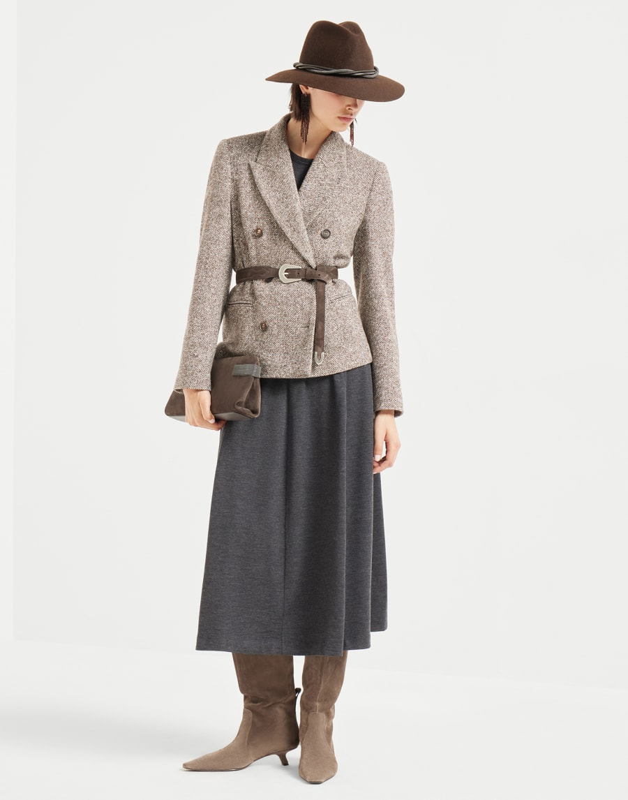 Jersey dress with monili Anthracite Woman - Brunello Cucinelli