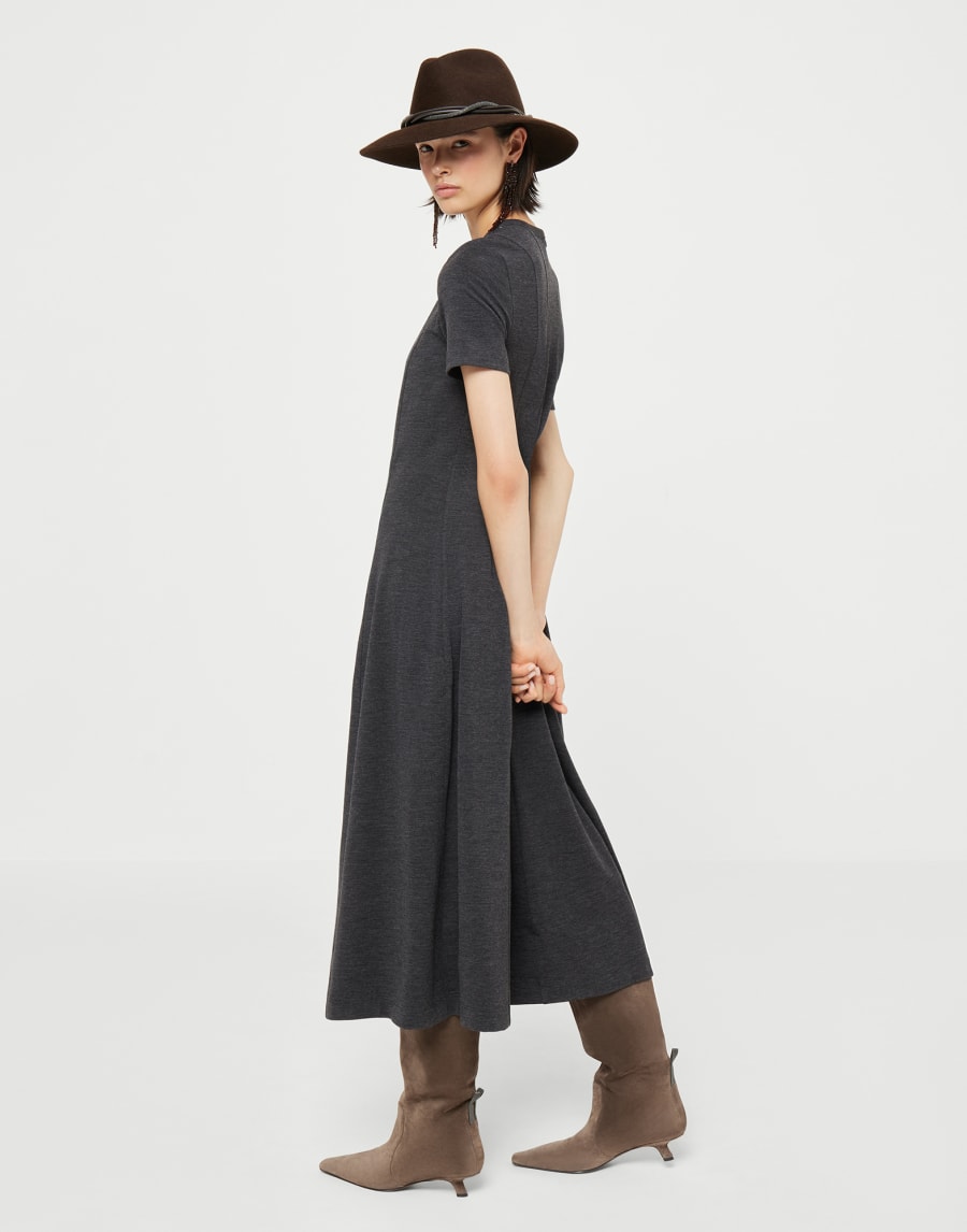 Jersey dress with monili Anthracite Woman - Brunello Cucinelli