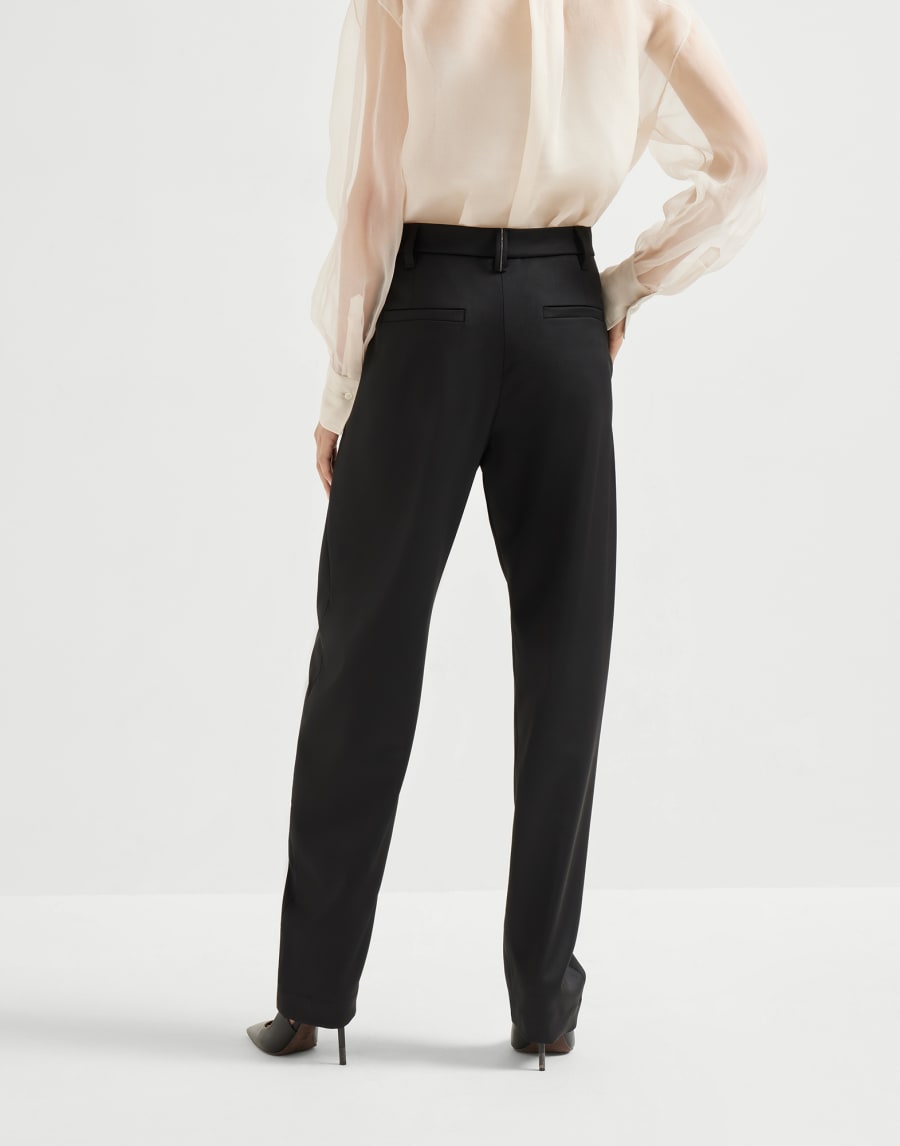 Pantalón Slouchy de raso con Monile Negro Mujer - Brunello Cucinelli