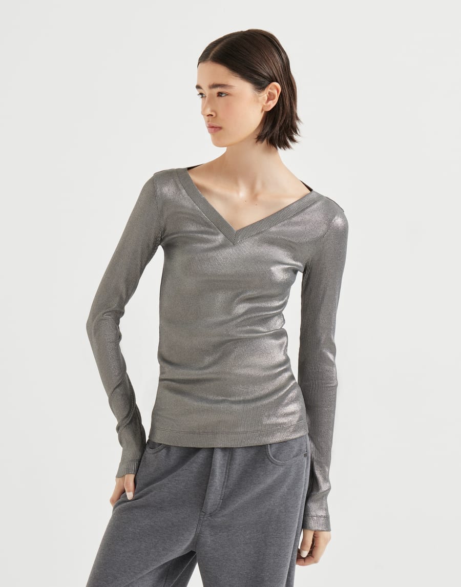 T-shirt in jersey Sparkling Antracite Donna - Brunello Cucinelli