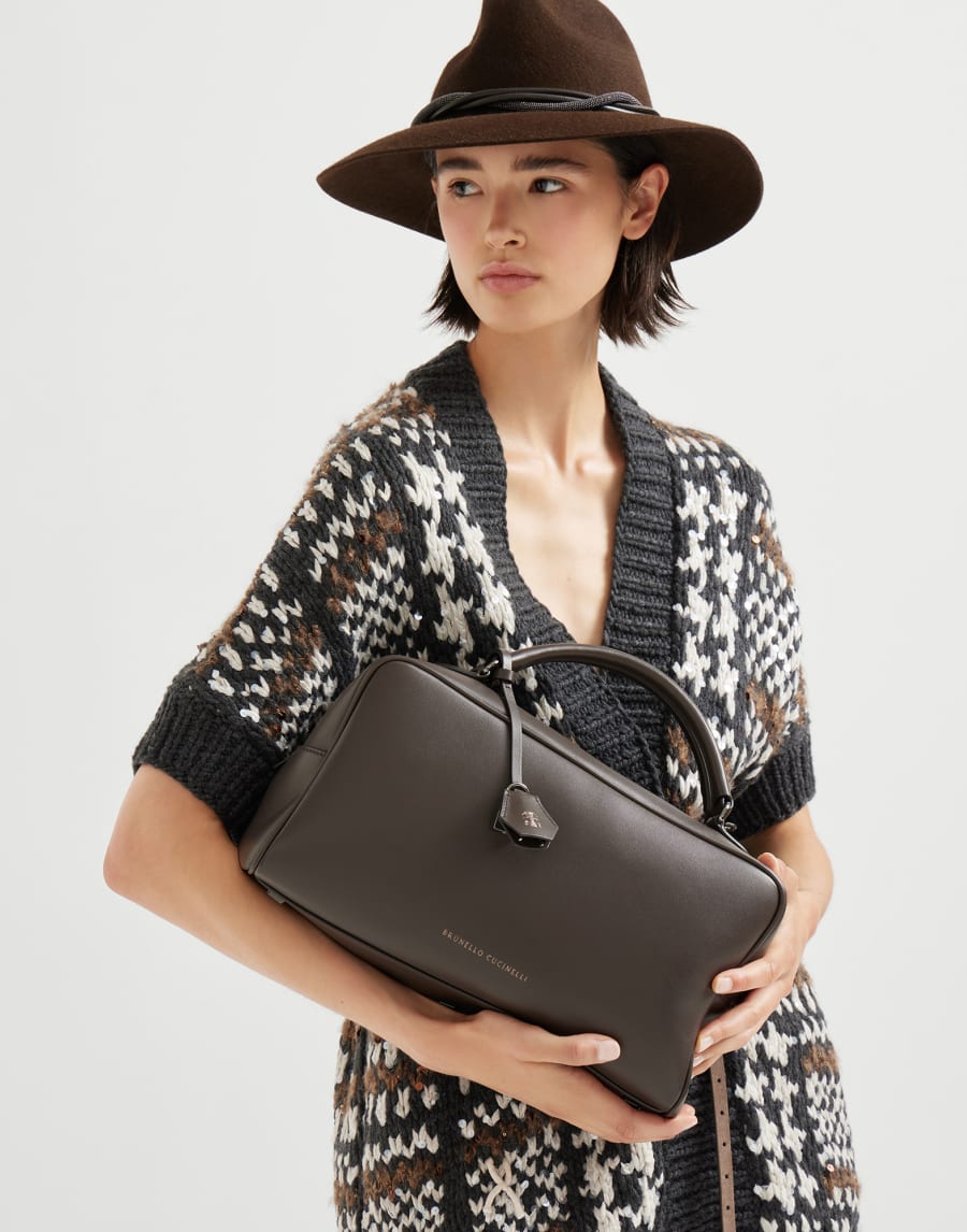 Borsa Boston Explorer in nappa Testa di Moro Donna - Brunello Cucinelli