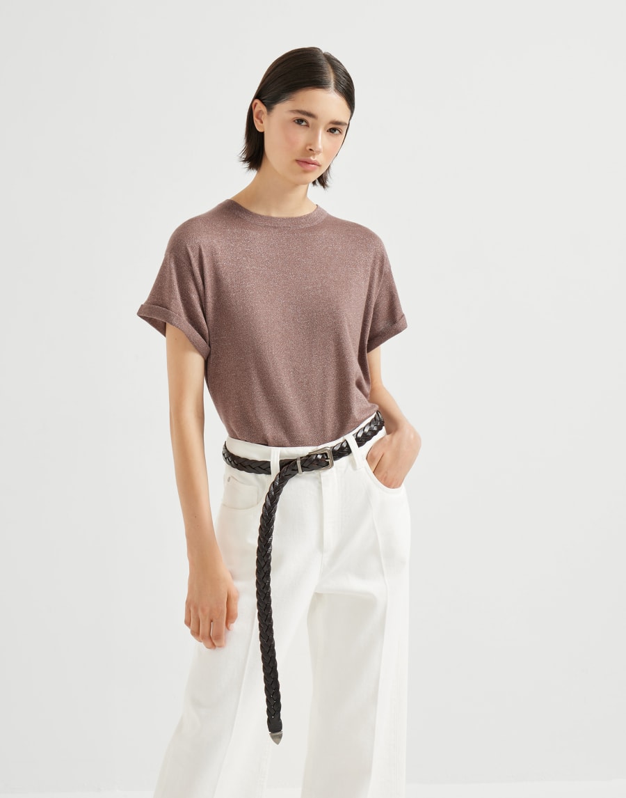 Maglia leggera in cashmere e seta Henné Donna - Brunello Cucinelli