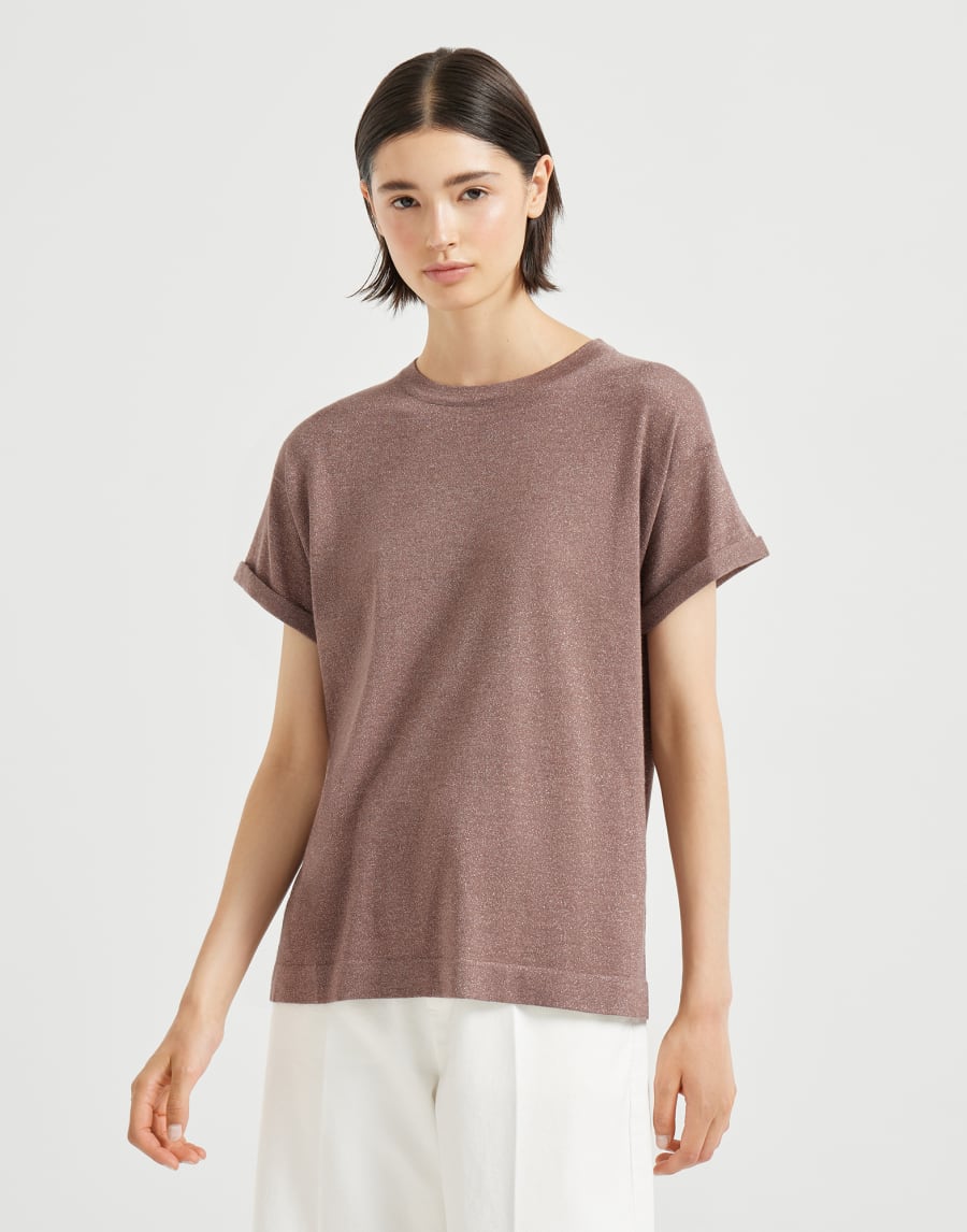 Maglia leggera in cashmere e seta Henné Donna - Brunello Cucinelli