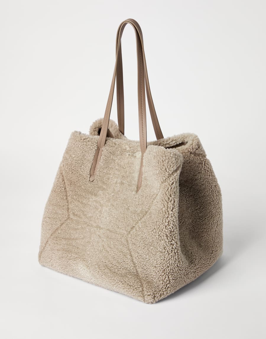 Shearling BC Duo bag Light Brown Woman - Brunello Cucinelli