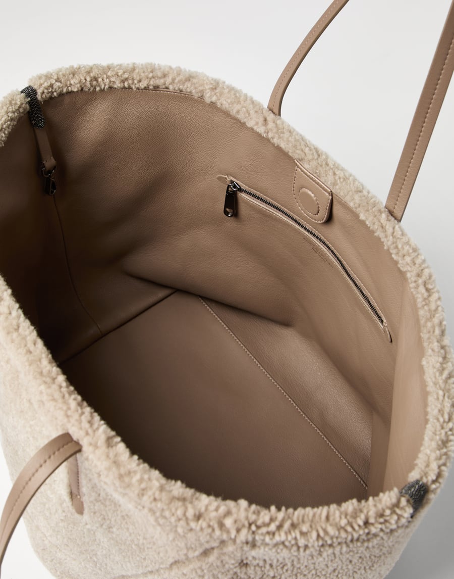 Shearling BC Duo bag Light Brown Woman - Brunello Cucinelli