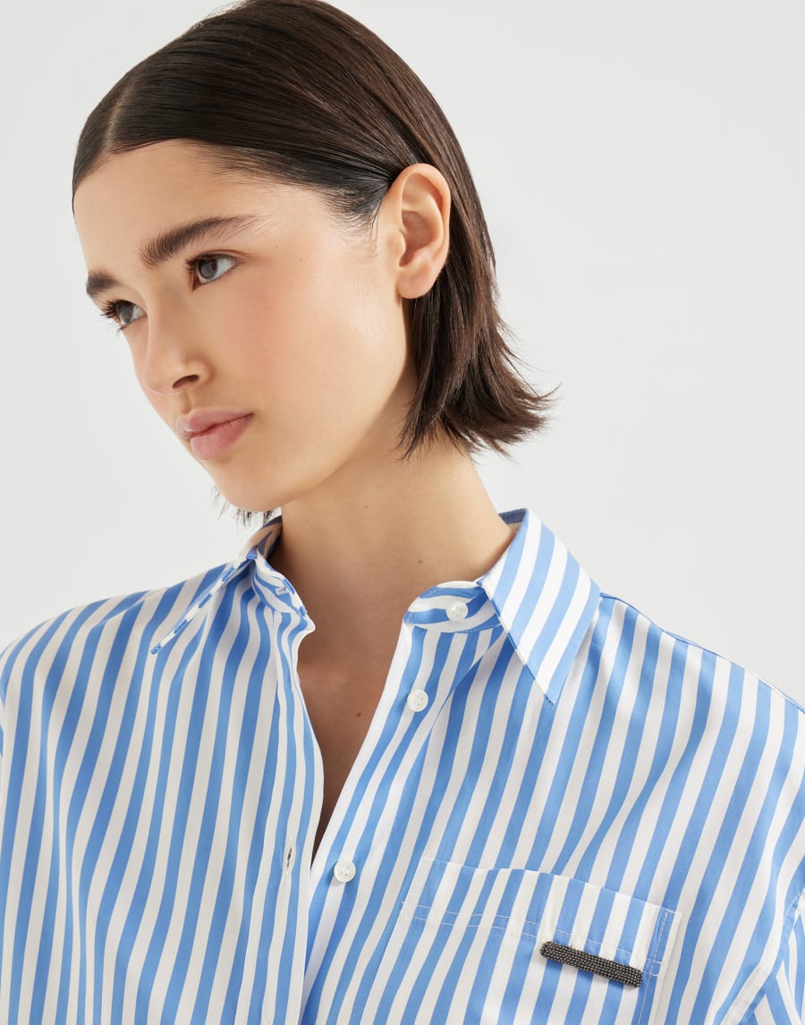 Striped poplin shirt Azure Woman - Brunello Cucinelli