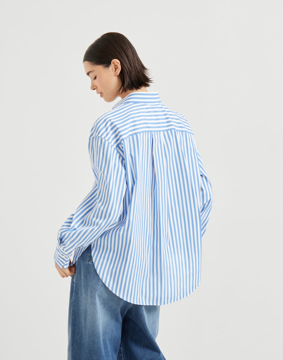 Striped poplin shirt Azure Woman - Brunello Cucinelli
