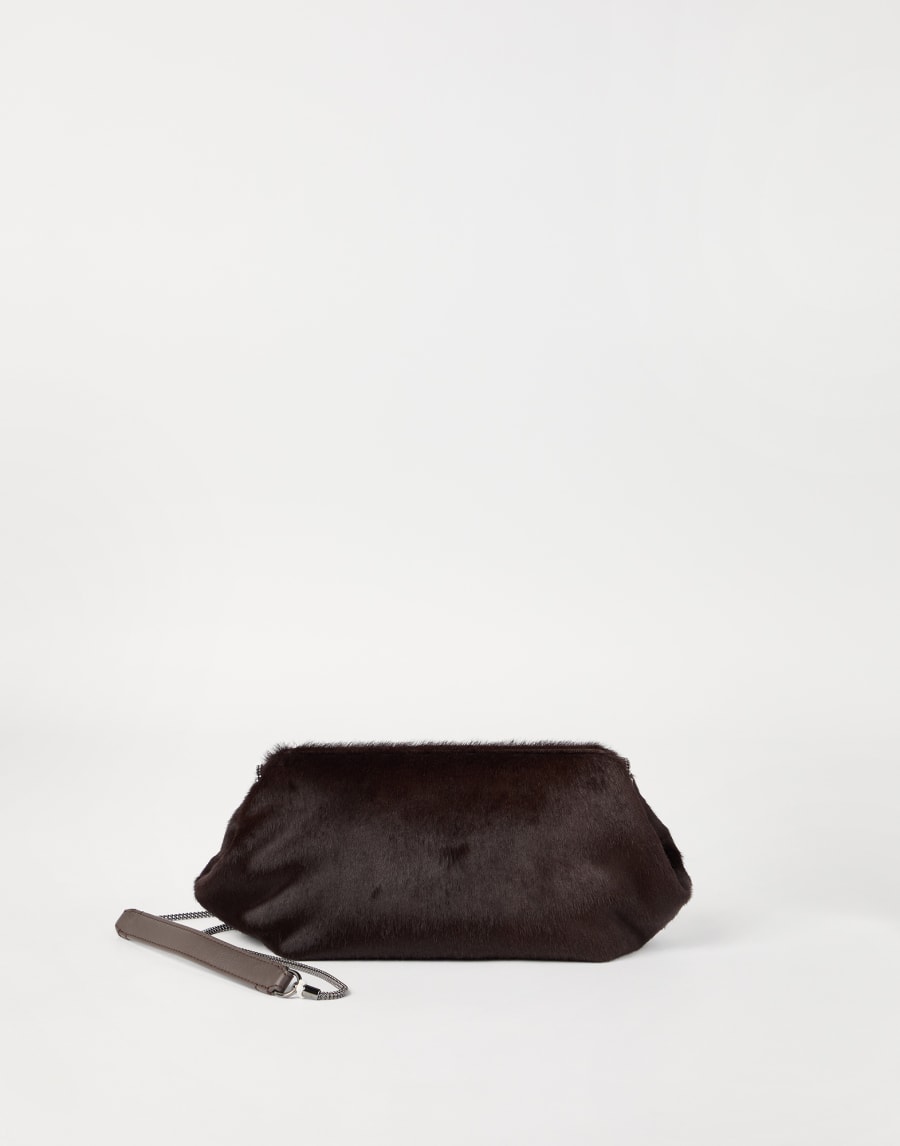 Сумка-клатч Eclipse из ворсовой кожи Коричневый Женщина - Brunello Cucinelli