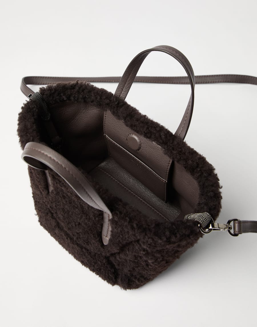 Shearling BC Duo mini bag Rust Brown Woman - Brunello Cucinelli