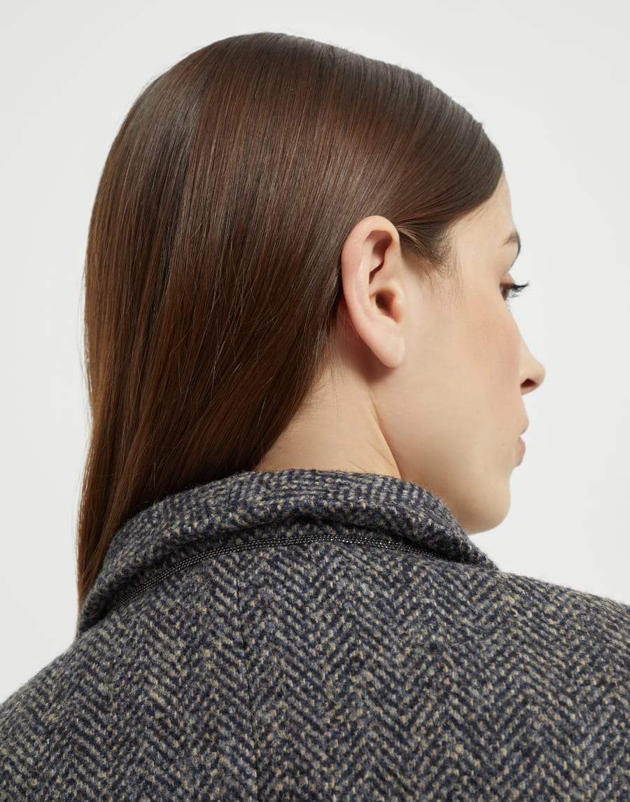 Herringbone tweed blazer Blue Woman - Brunello Cucinelli