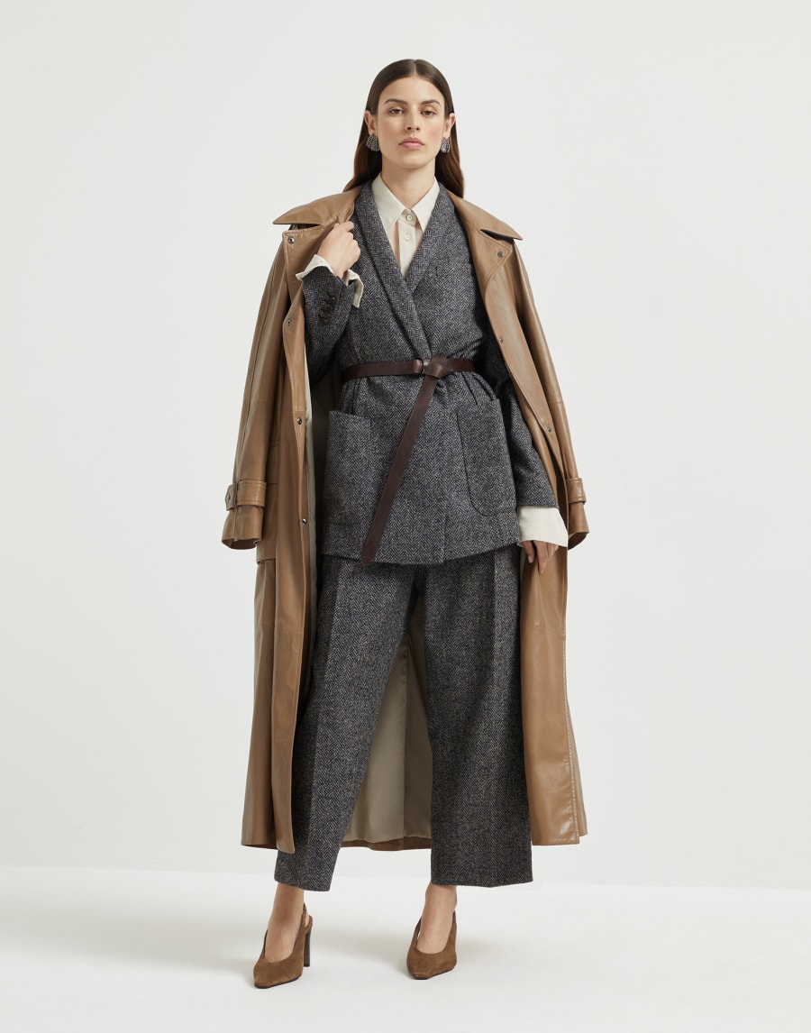 Herringbone tweed blazer Blue Woman - Brunello Cucinelli