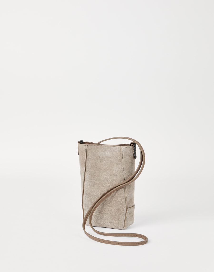 Suede BC Duo phone holder Beige Woman - Brunello Cucinelli