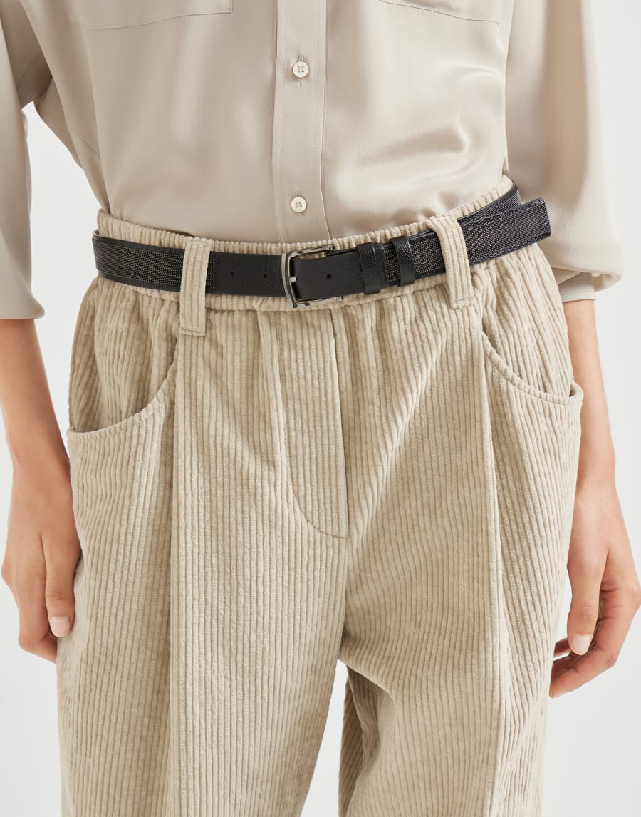 Corduroy Baggy trousers Cool Beige Woman - Brunello Cucinelli