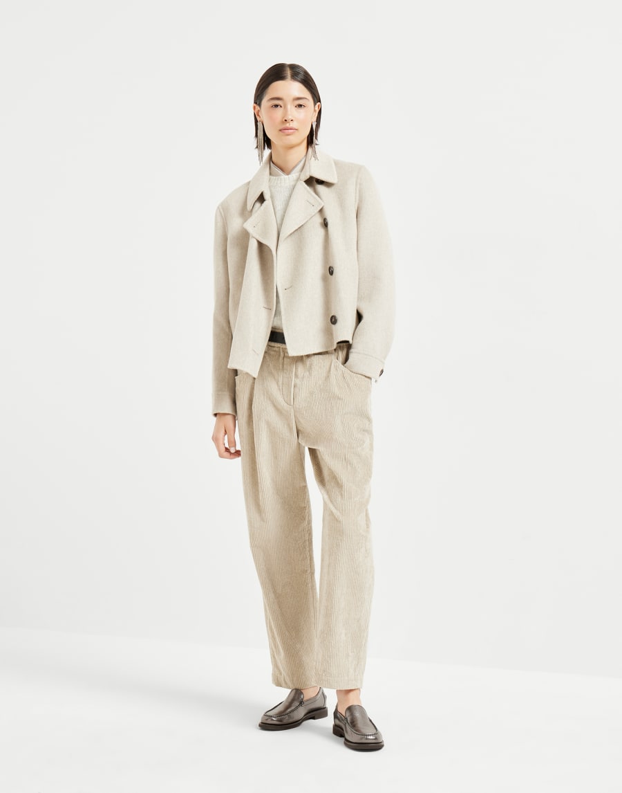 Pantalon baggy en velours côtelé Beige Froid Femme - Brunello Cucinelli