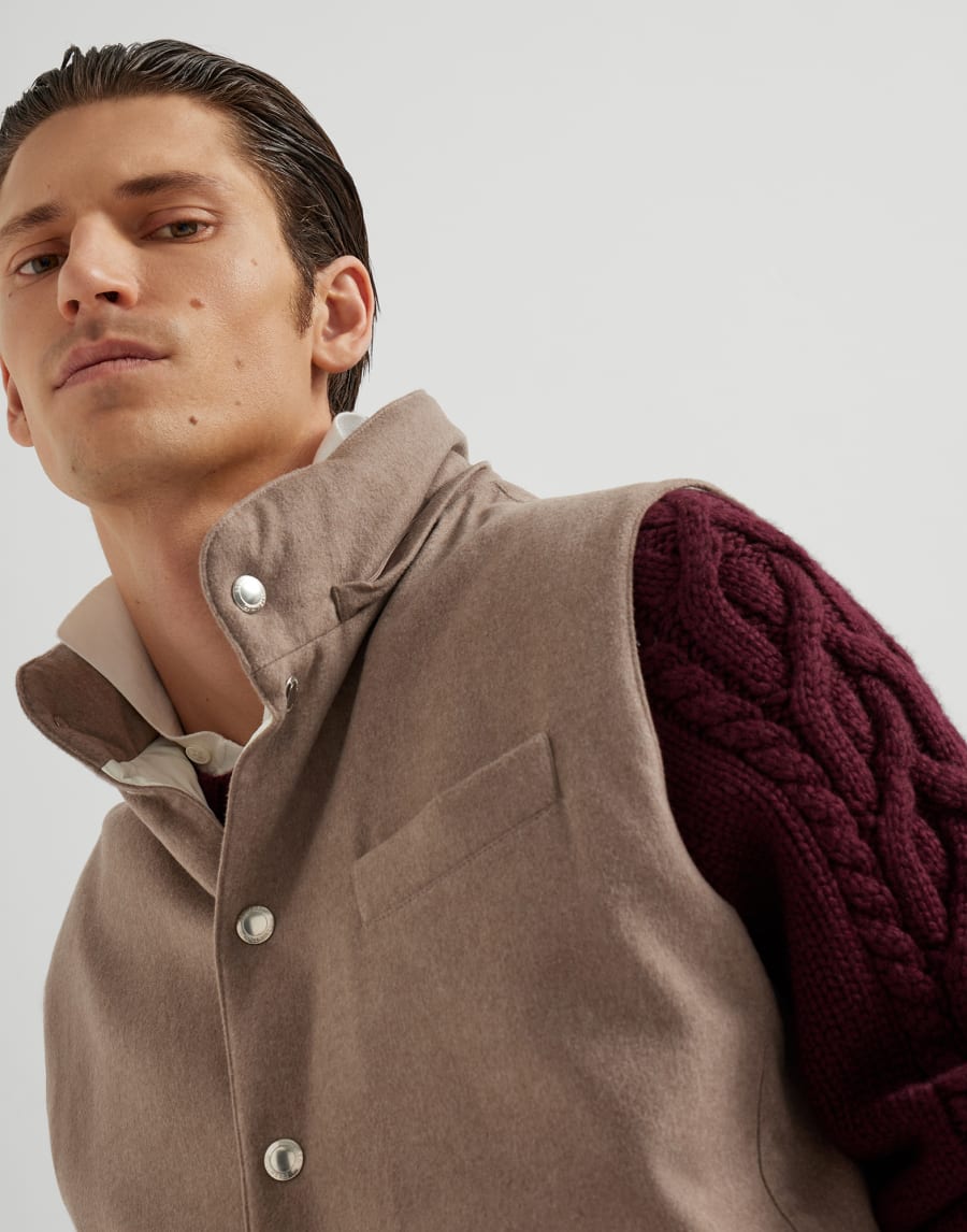 Flannel down vest Hazelnut Man - Brunello Cucinelli