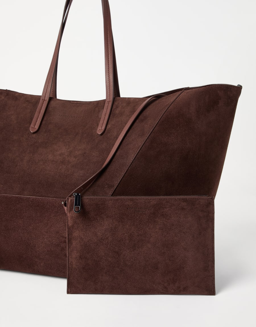 Большая сумка BC Duo из замши Бургунди Женщина - Brunello Cucinelli