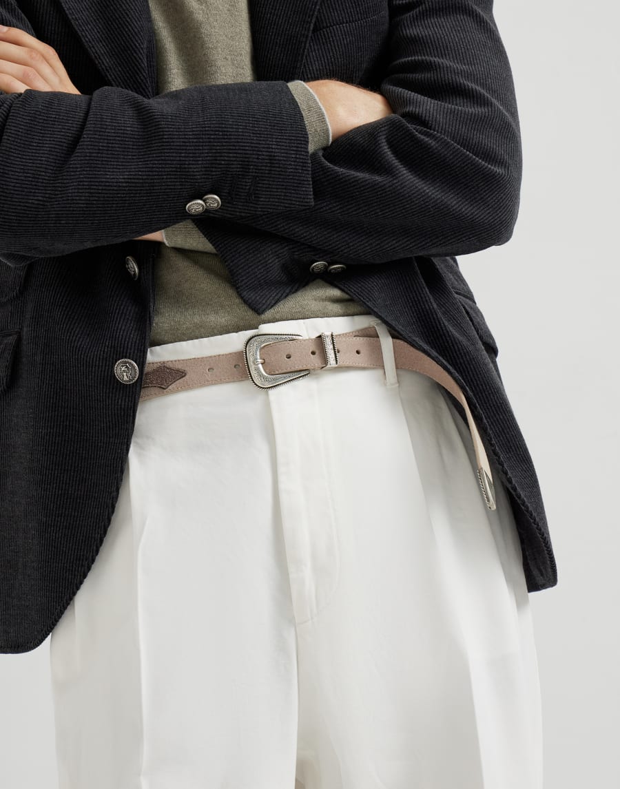 Ceinture en veau renversé Taupe Homme - Brunello Cucinelli