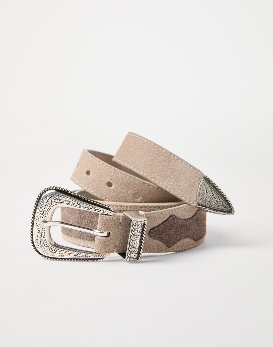 Reversed calfskin belt Taupe Man - Brunello Cucinelli
