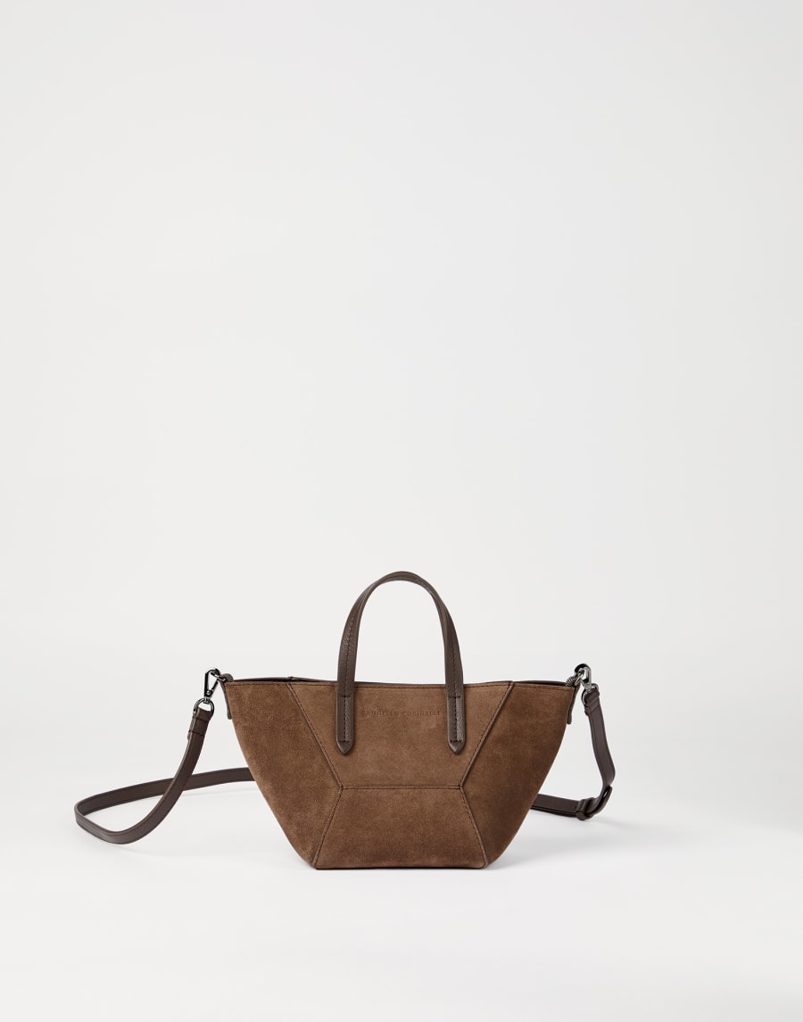 Suede mini BC Duo bag Bark Woman - Brunello Cucinelli