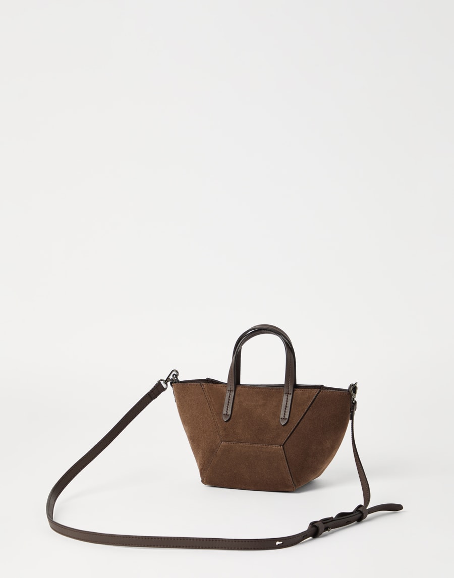 Suede mini BC Duo bag Bark Woman - Brunello Cucinelli