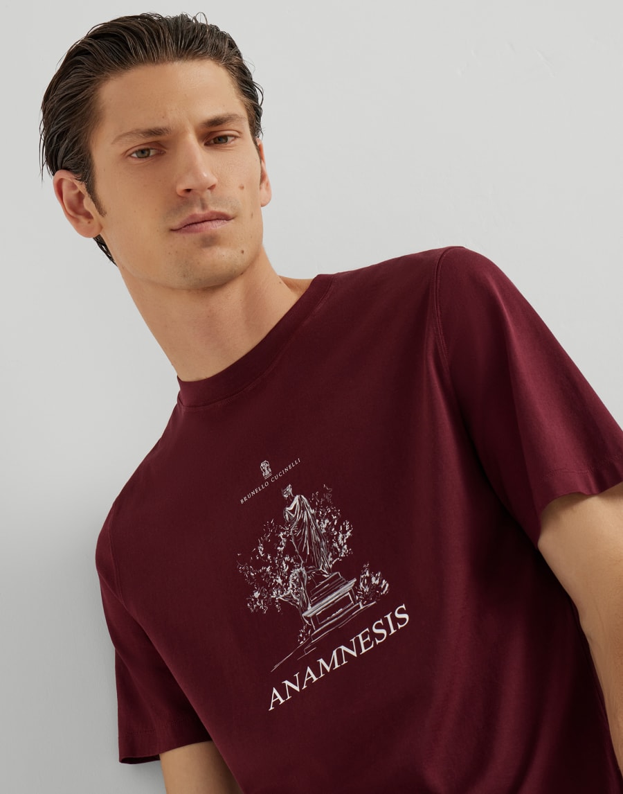 Jersey T-shirt Amaranth Man - Brunello Cucinelli