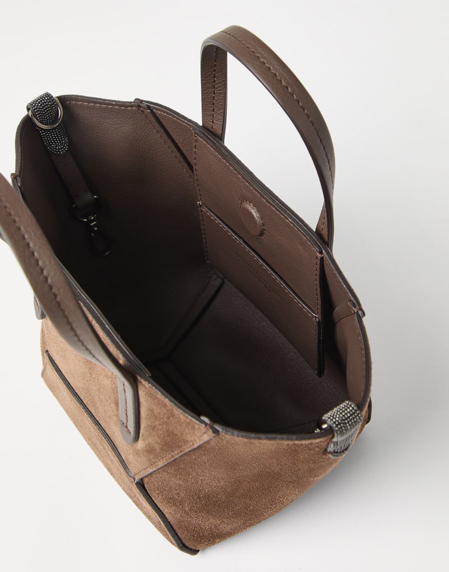 Suede mini BC Duo bag Bark Woman - Brunello Cucinelli