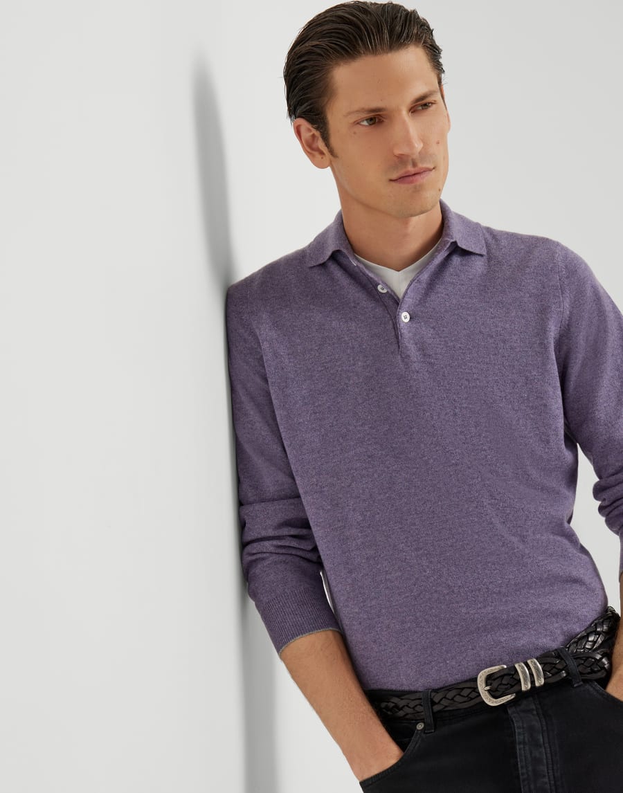 Polo in maglia Viola Uomo - Brunello Cucinelli