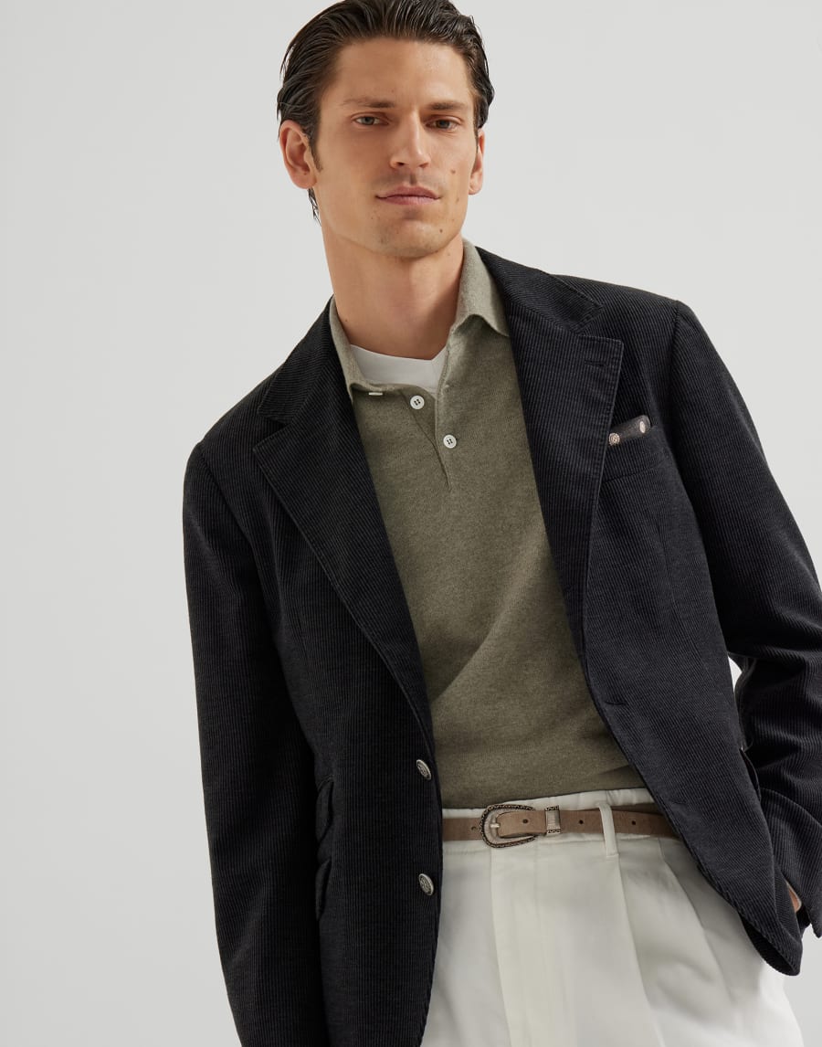 Polo-style sweater Olive Man - Brunello Cucinelli