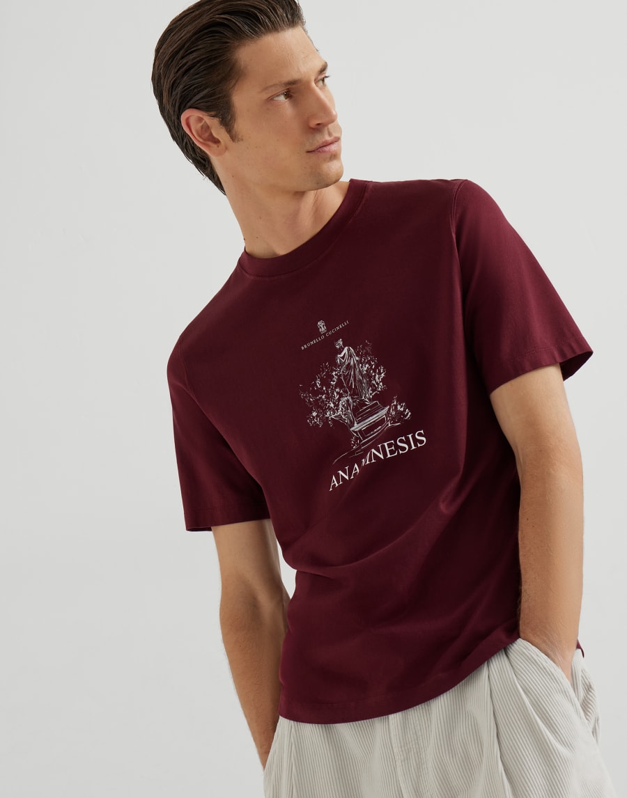 Jersey T-shirt Amaranth Man - Brunello Cucinelli