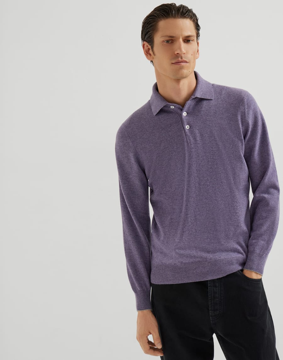 Polo-style sweater Purple Man - Brunello Cucinelli