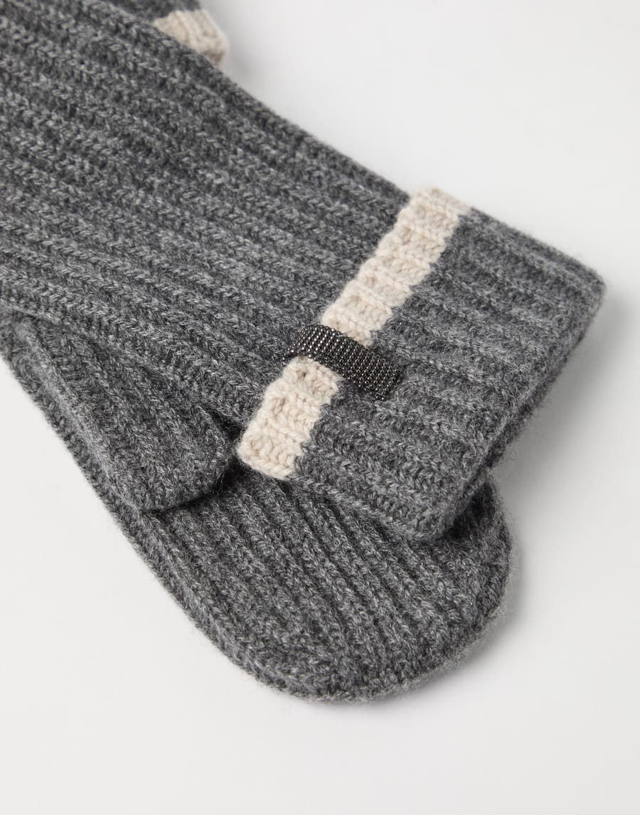 Cashmere knit mittens Medium Grey Woman - Brunello Cucinelli