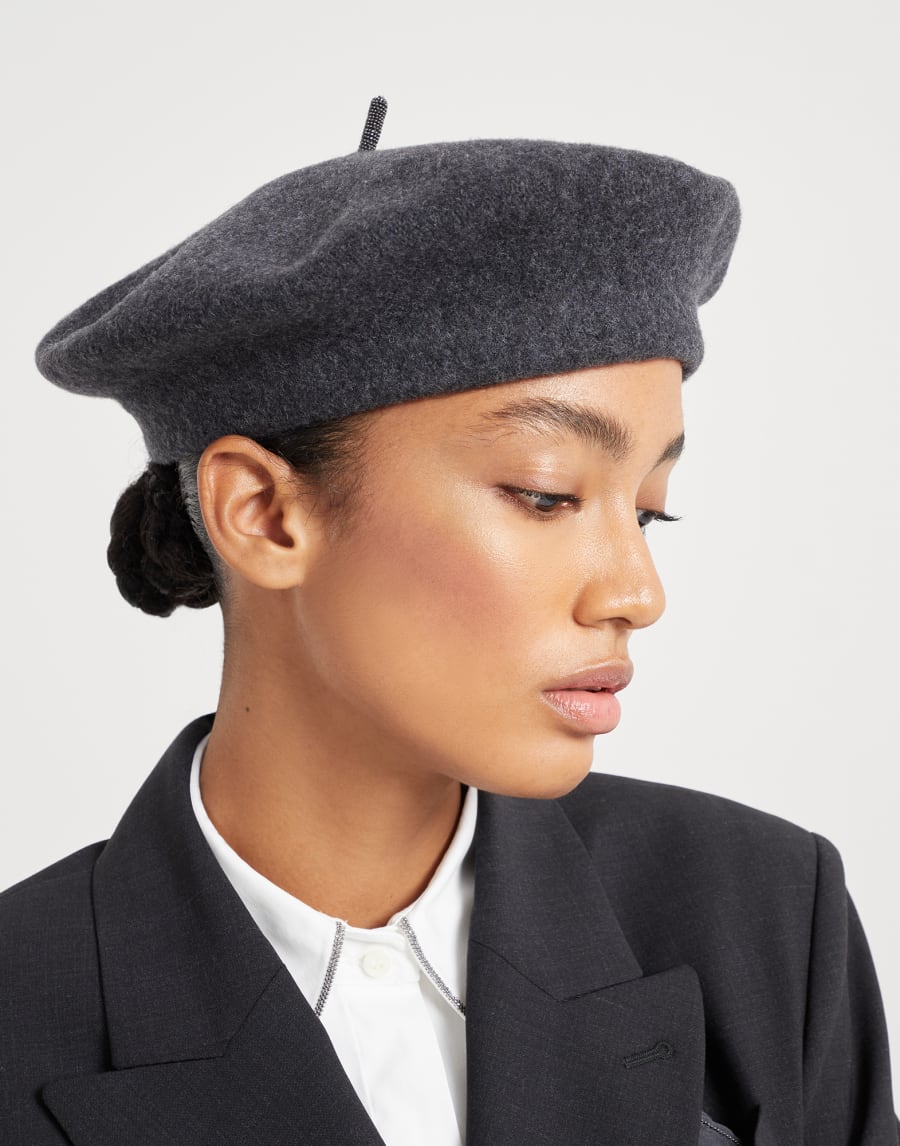 Wool beret Anthracite Woman - Brunello Cucinelli