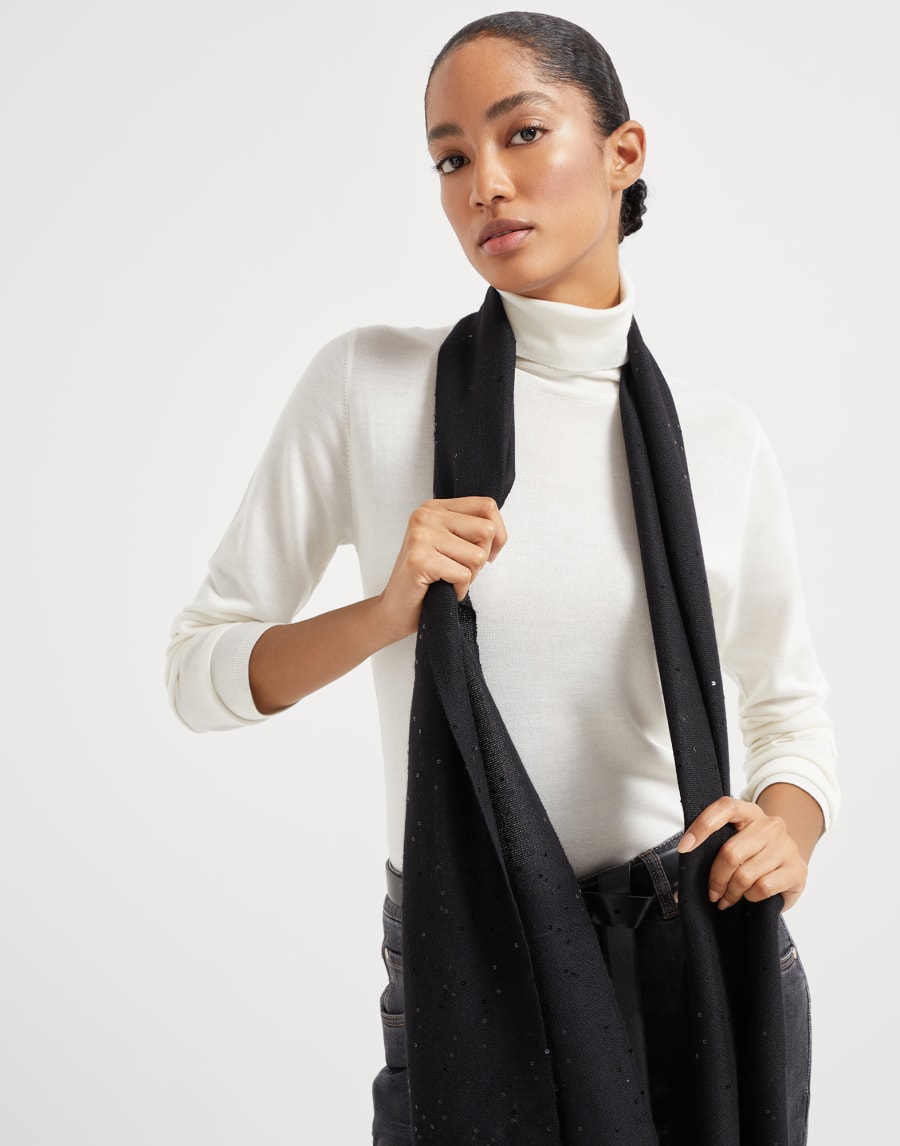 カシミヤ＆ダイヤモンドシルク ストール ブラック レディース - Brunello Cucinelli