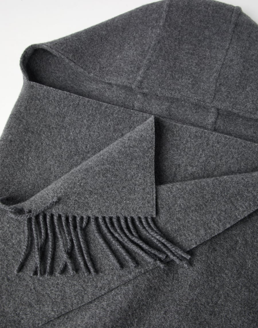 Knit scarf with hood Anthracite Woman - Brunello Cucinelli