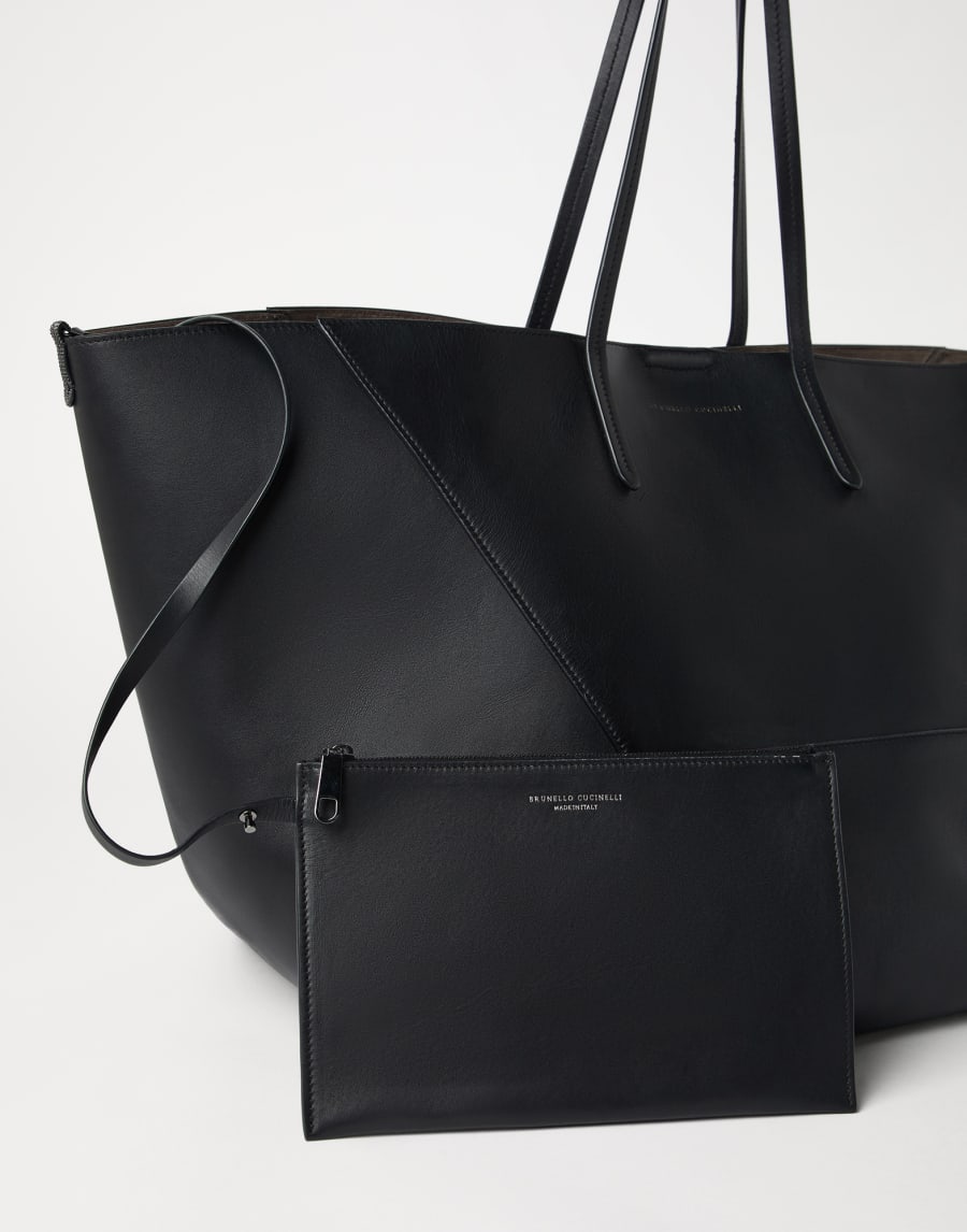 Большая сумка BC Duo из телячьей кожи Чёрный Женщина - Brunello Cucinelli