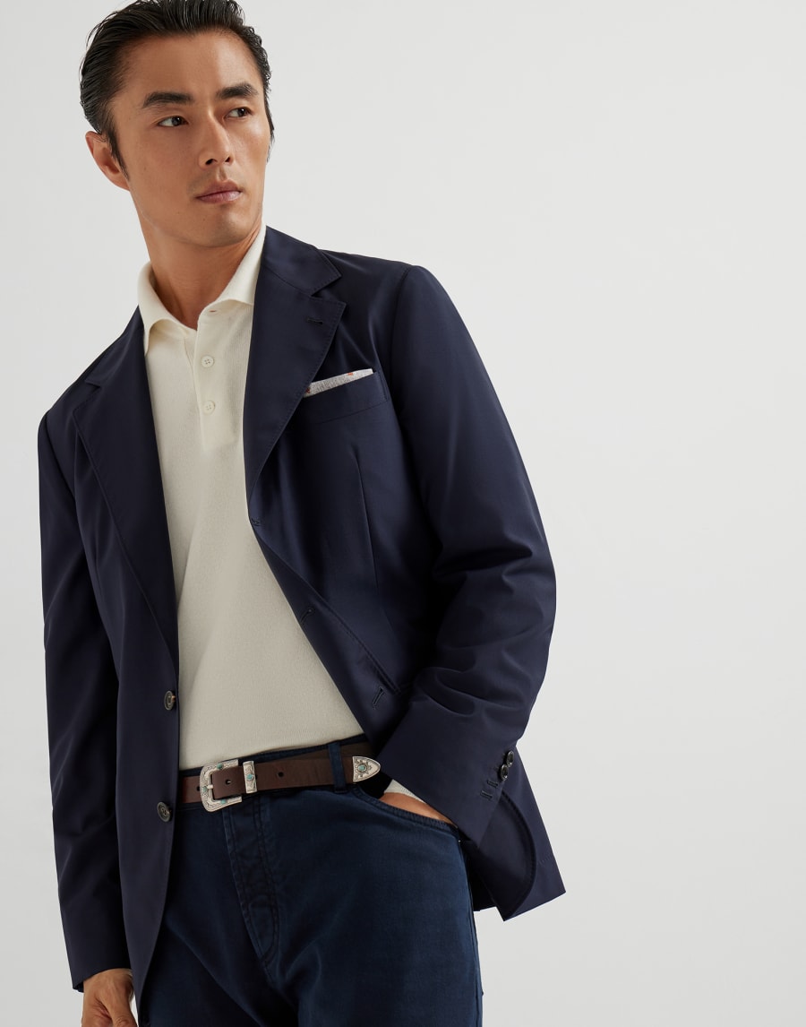 Deconstructed blazer Navy Blue Man - Brunello Cucinelli