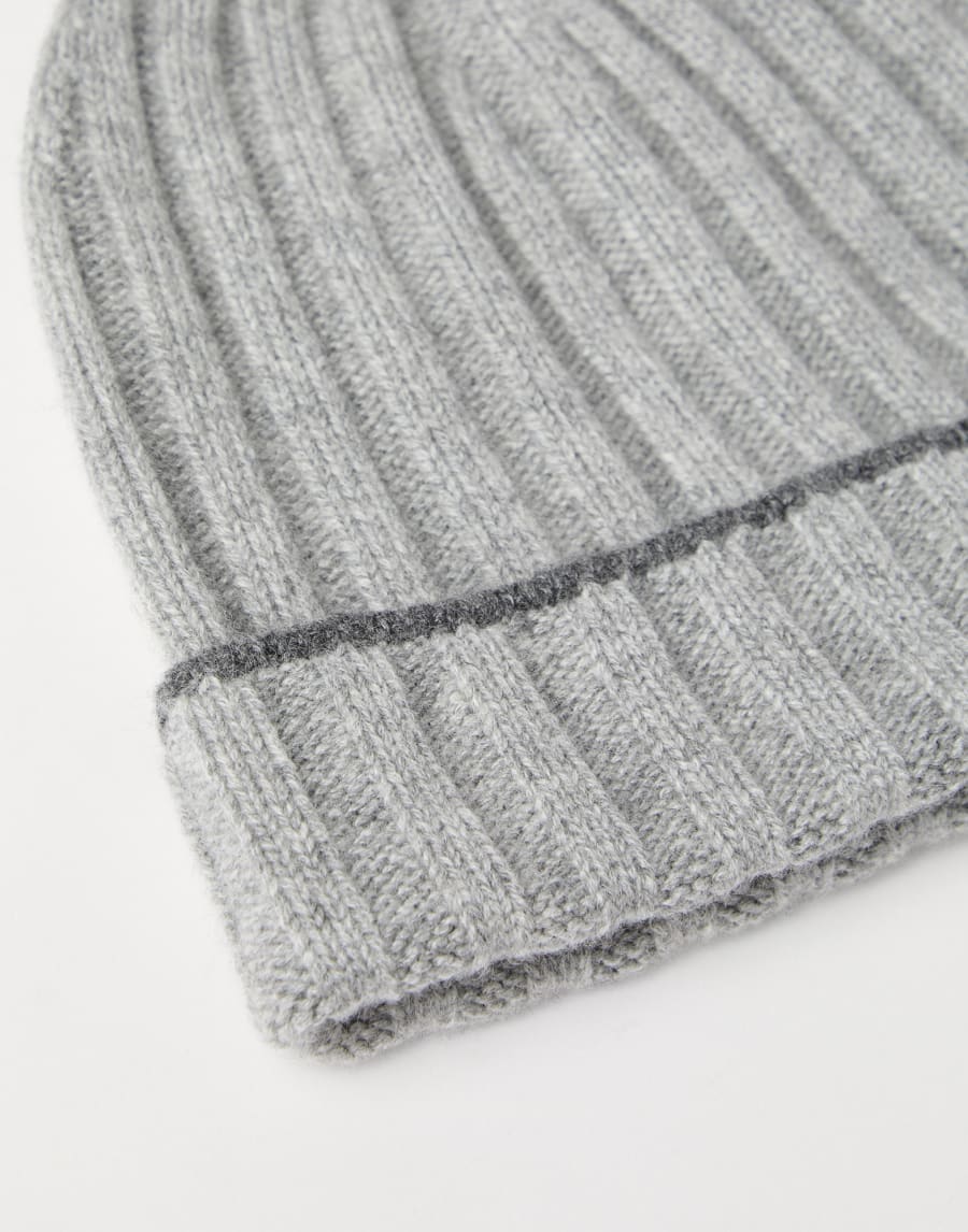 Cashmere rib knit beanie Light Grey Man - Brunello Cucinelli