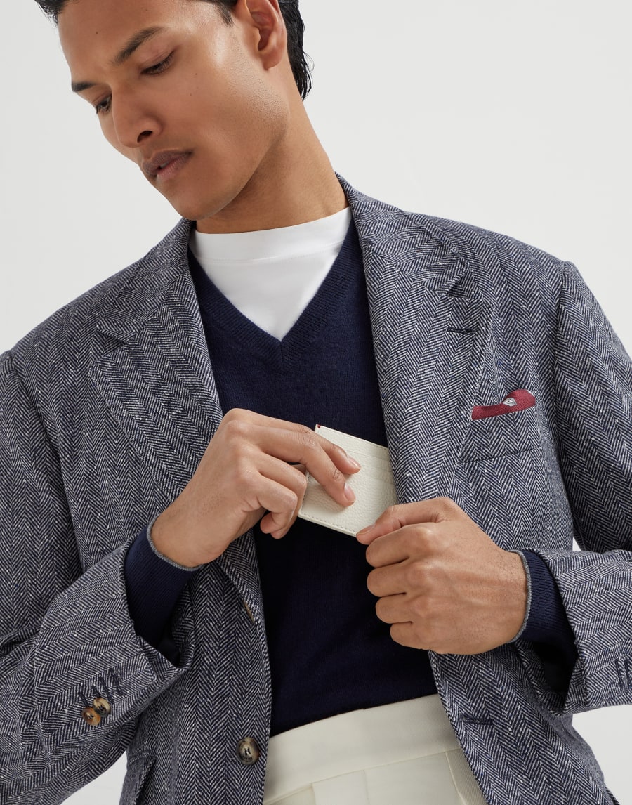 小牛皮卡片夹 象牙色 男款 - Brunello Cucinelli