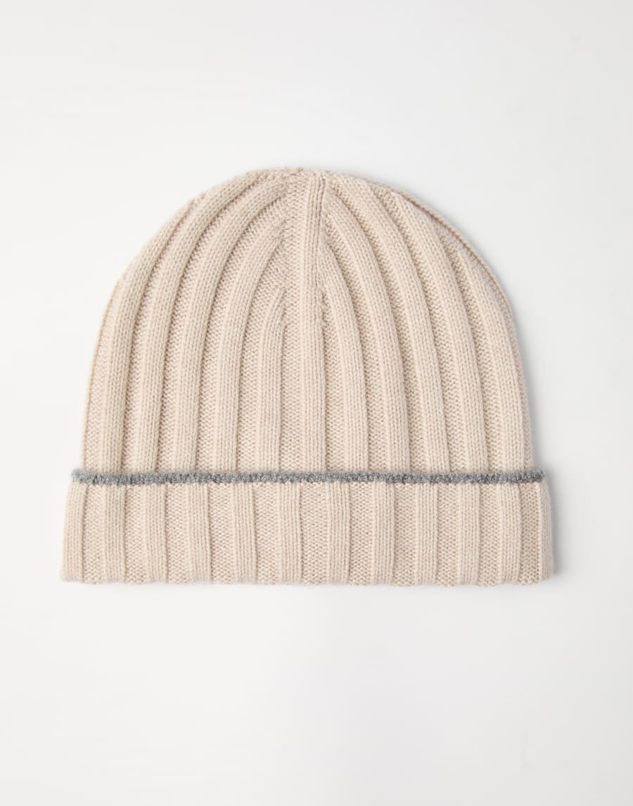 Cashmere rib knit beanie Sand Man - Brunello Cucinelli
