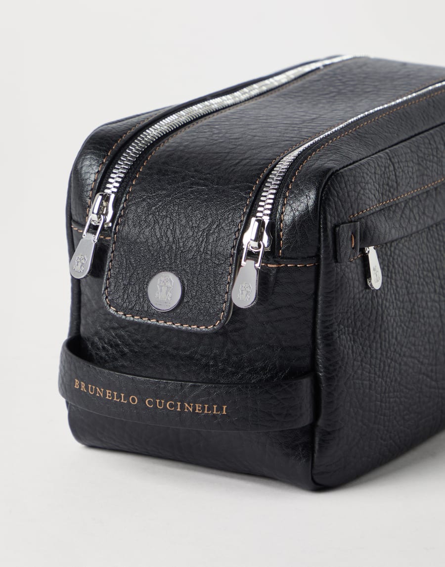Beauty case with double zipper Black Man - Brunello Cucinelli