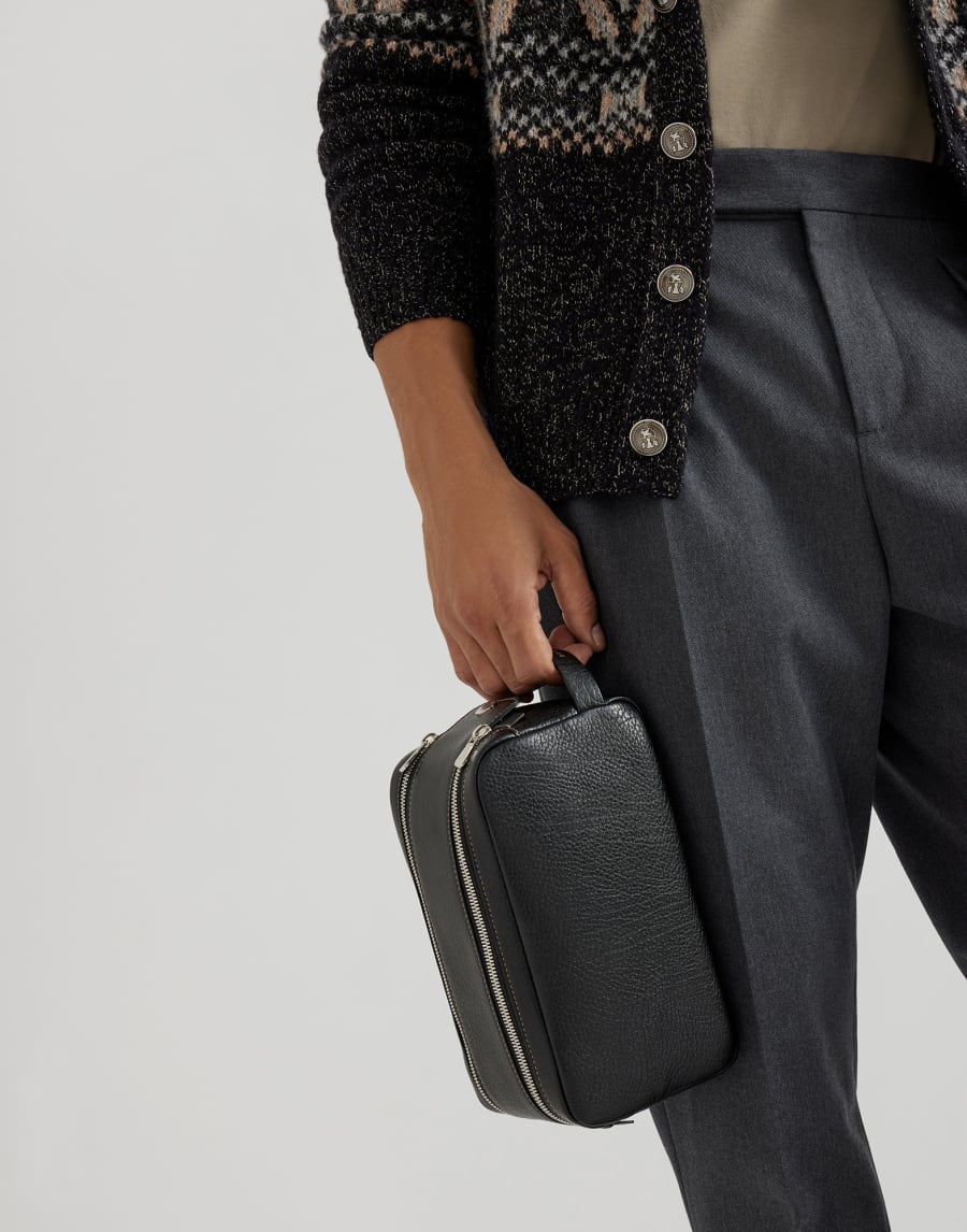 Beauty case with double zipper Black Man - Brunello Cucinelli