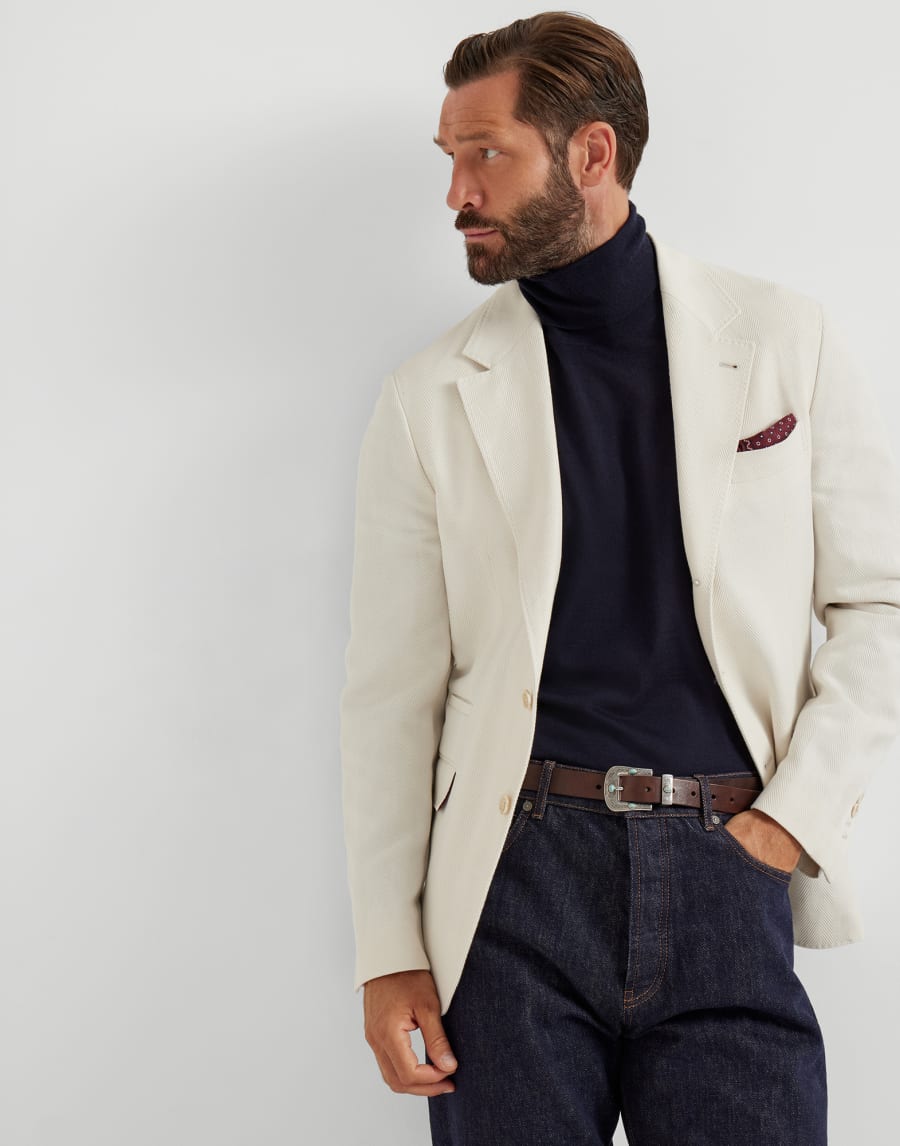 Cashmere and silk lightweight sweater Navy Blue Man - Brunello Cucinelli