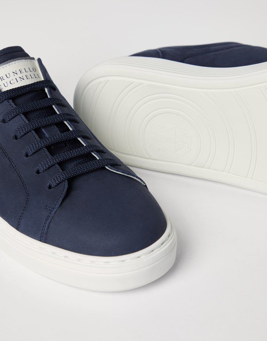 Nubuck calfskin sneakers Blue Man - Brunello Cucinelli