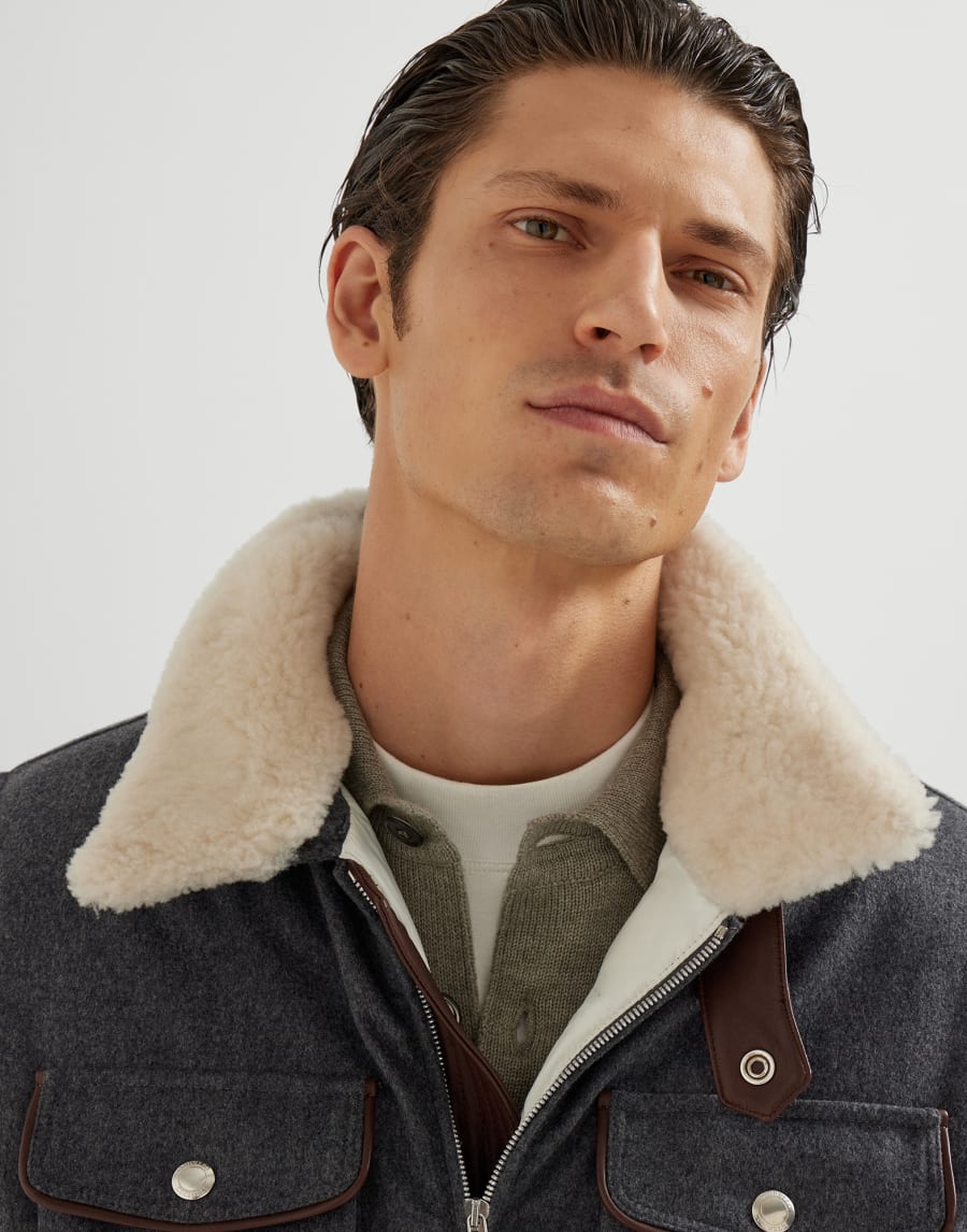 Flannel down vest Anthracite Man - Brunello Cucinelli