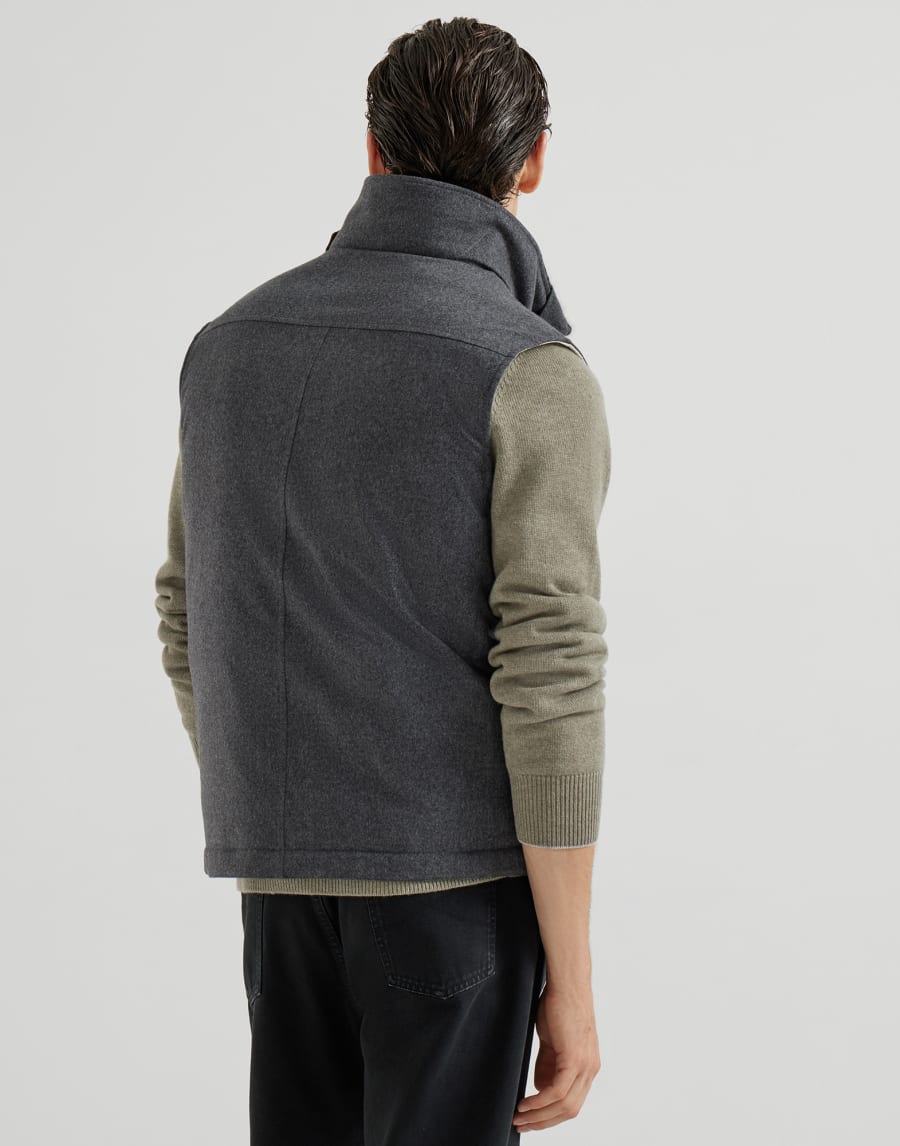 Flannel down vest Anthracite Man - Brunello Cucinelli