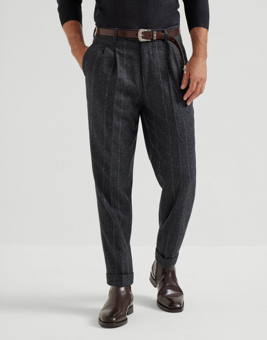 Pantalone leisure fit con doppia pince Antracite Uomo - Brunello Cucinelli