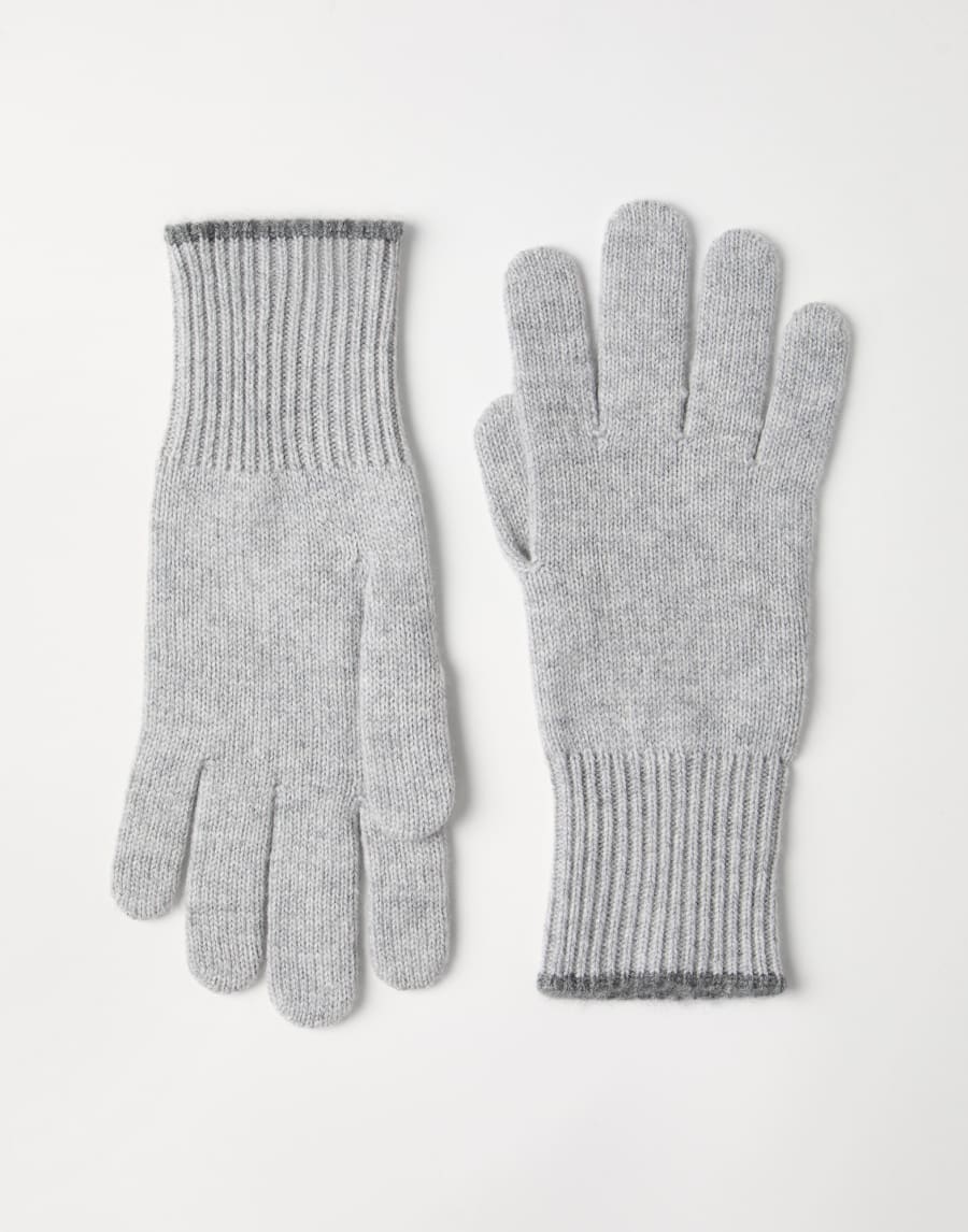 Cashmere knit gloves Light Grey Man - Brunello Cucinelli