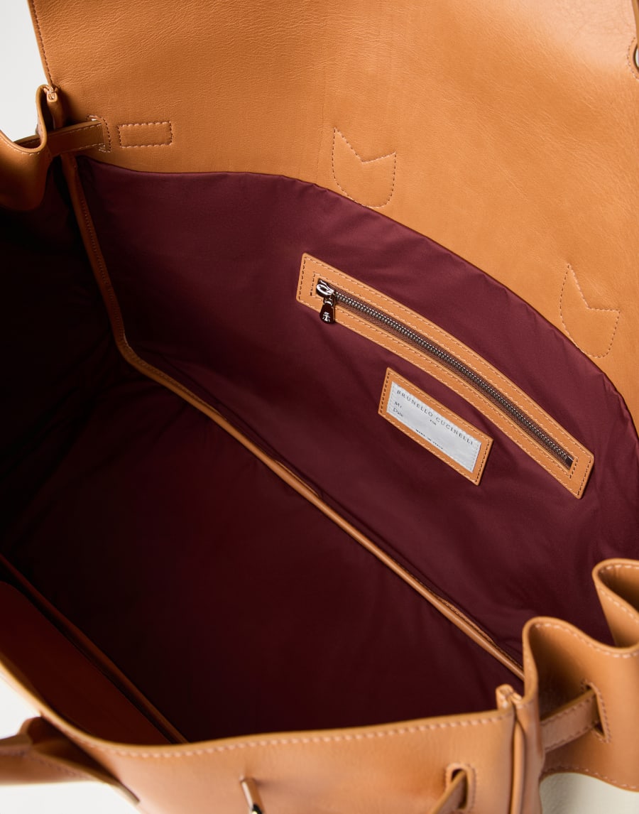 Calfskin and cowhide bag Ivory Man - Brunello Cucinelli