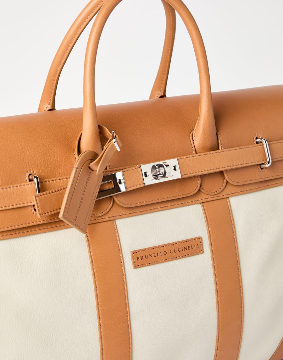 Calfskin and cowhide bag Ivory Man - Brunello Cucinelli