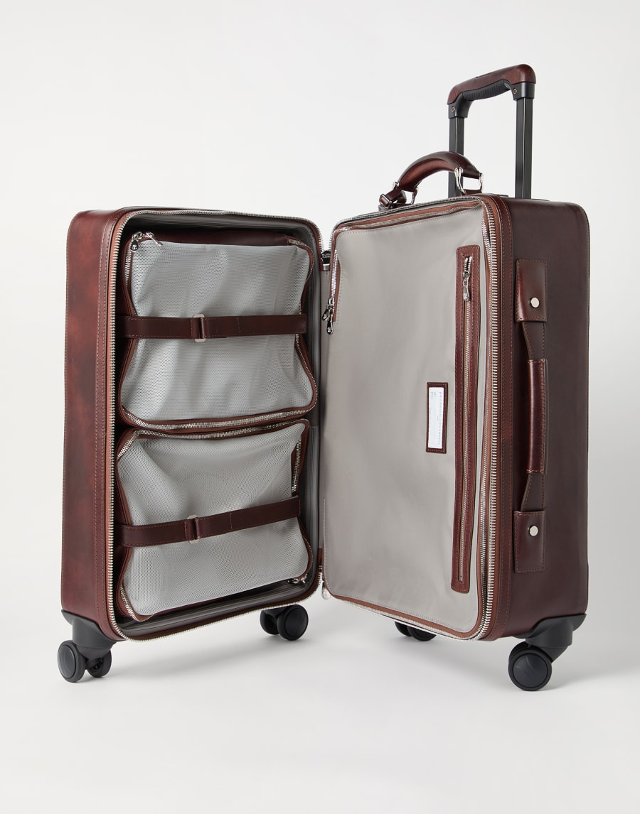Burnished calfskin suitcase Burgundy Man - Brunello Cucinelli